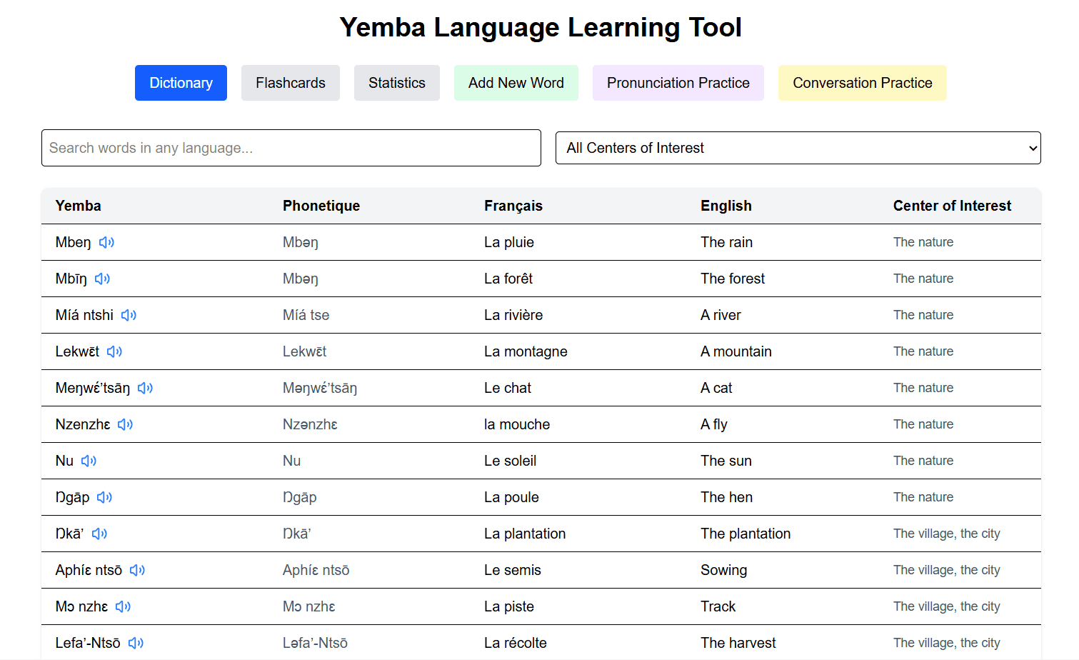 Yemba Language Learning Tool