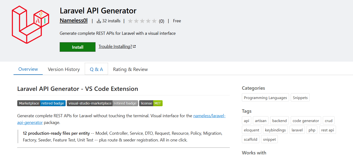 Laravel API Generator